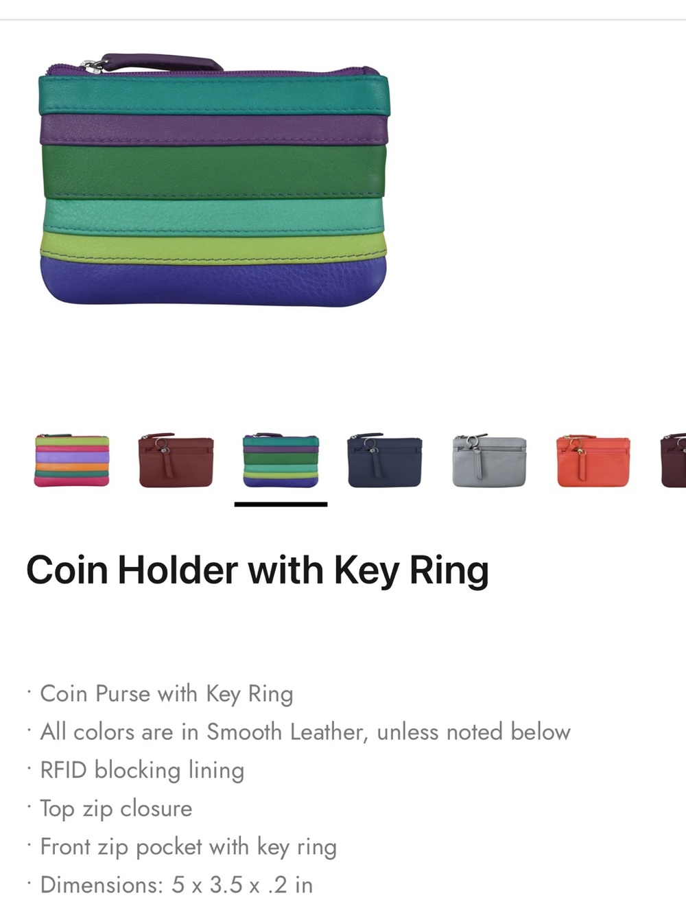 ili New York Multi-Colored Striped RFID-Blocking Leather Pouch - Picture 6 of 6